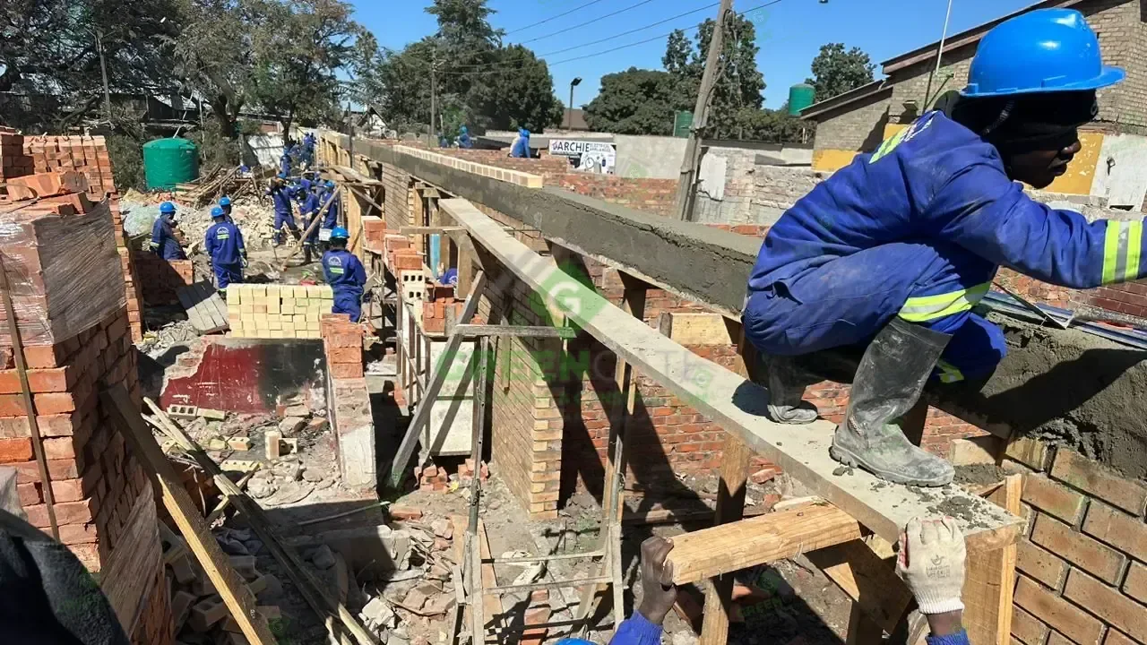 Greengate team in branded safetywear working on a masonry construction site